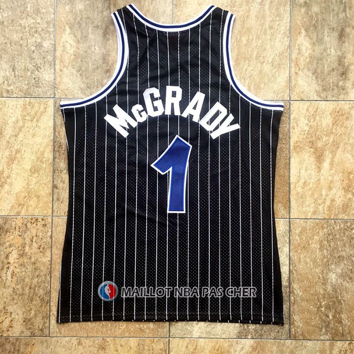 Maillot Orlando Magic Tracy McGrady No 1 Hardwood Classics Throwback Noir